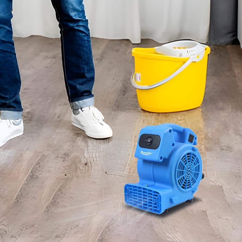 11 in. 1/8 HP 3-Speed Blower Fan in Blue with Daisy Chain Capability, Stackable - Hercitys