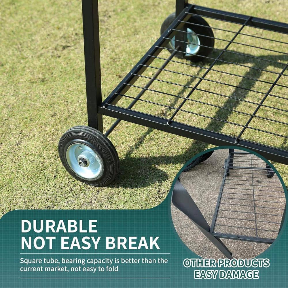 51 in. x 26.5 in. x 31 in. Movable Metal Raised Garden Bed with Legs Black - Hercitys