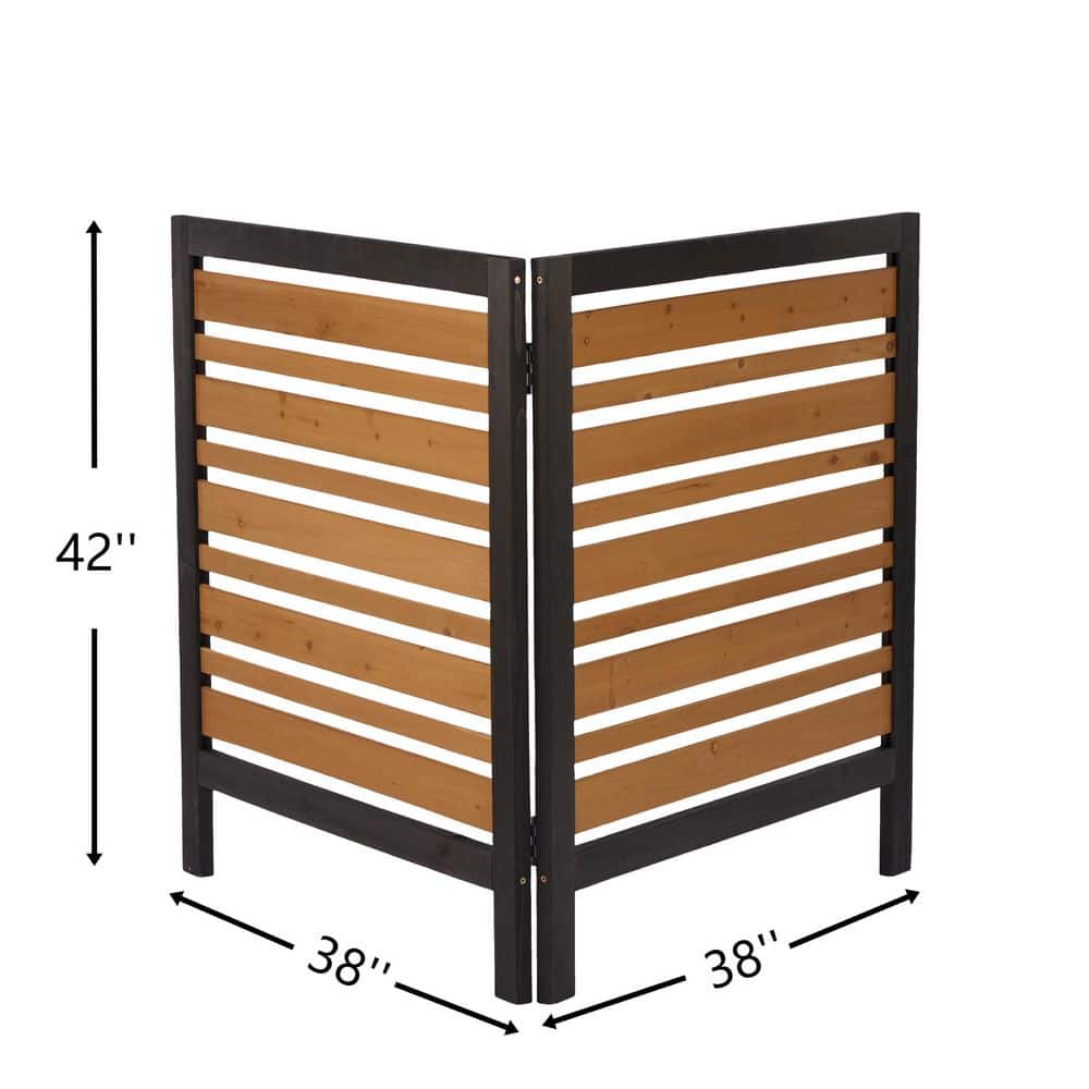 42 in. Black+Gold Solid Wood Garden Fence-Elegant 2-Panel Privacy Screen for Enhanced Outdoor Aesthetics - Hercitys