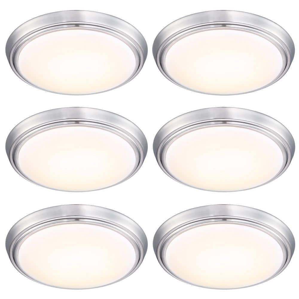 11.02 in. Brushed Nickel Selectable LED Flush Mount Ceiling Light Fixture (4-Pack) - Hercitys