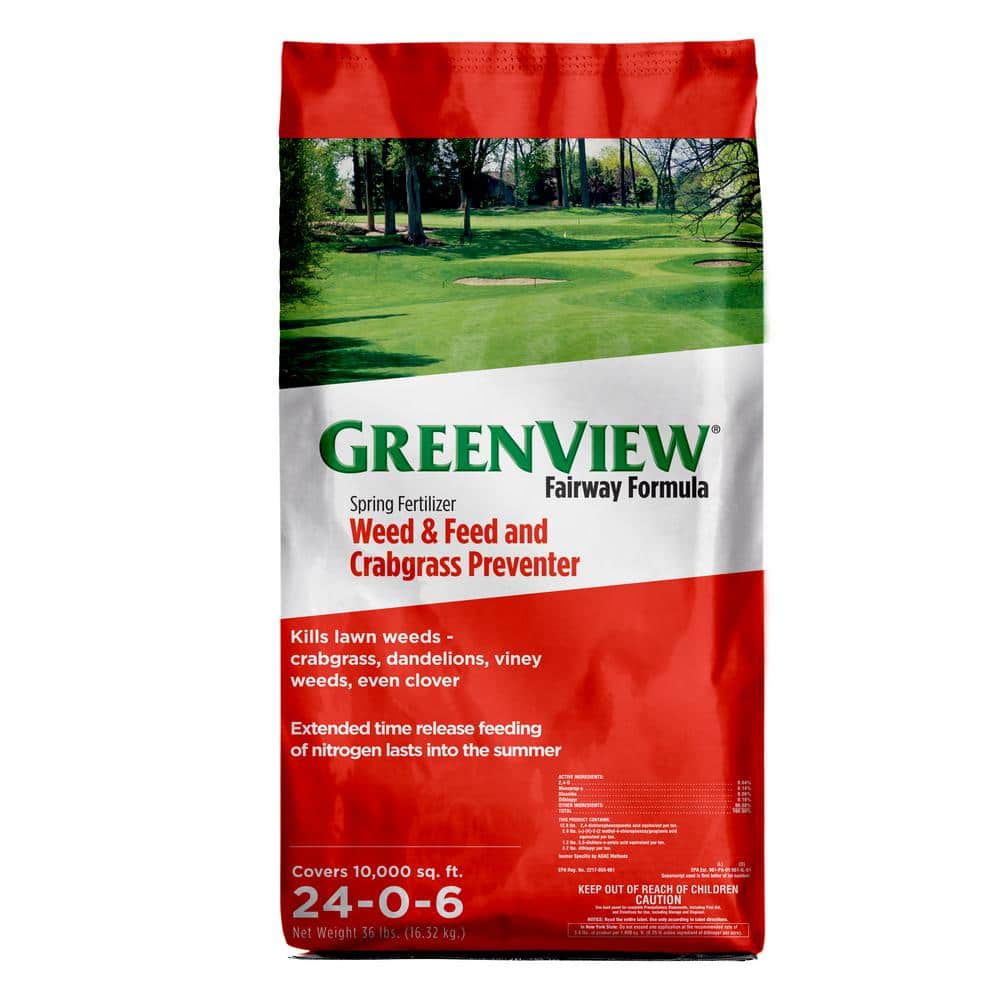 36 lbs. Fairway Formula Spring Fertilizer Weed and Feed and Crabgrass Preventer, Covers 10,000 sq. ft. (24-0-6) - Hercitys