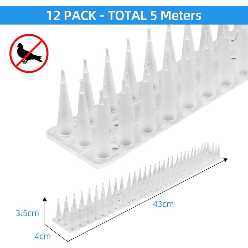 16.92 ft. Clear Plastic Bird Deterrent Spikes, Anti Bird Cat Defender Repellent, Outdoor Fence Spikes for Small Animals - Hercitys