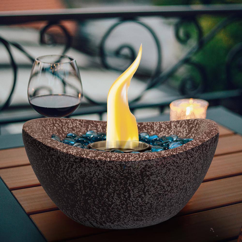 11.6 in Concrete Ethanol Gel/liquid Outdoor Fire Bowl in Pink and White - Hercitys