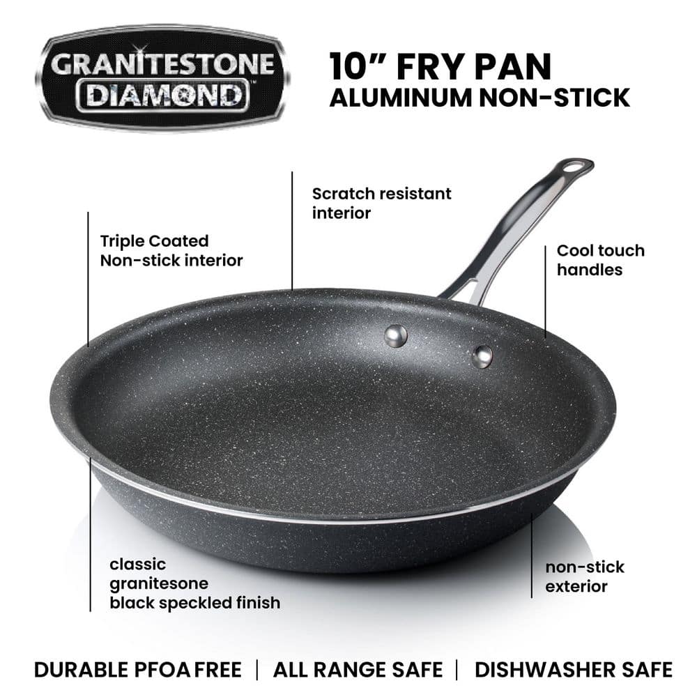 10 in. Aluminum Ultra-Durable Non-Stick Diamond Infused Round Fry Pan - Hercitys