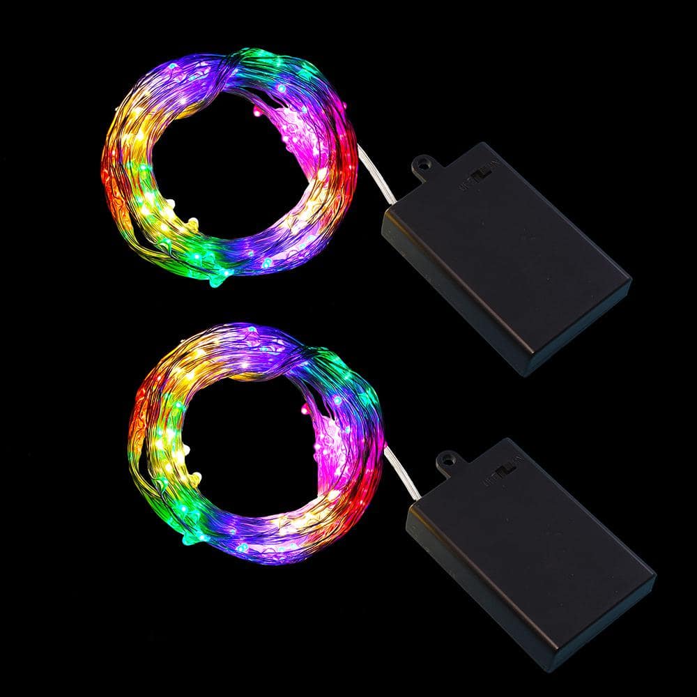 100-Light LED Battery Operated Multi-Color Multi-Strand Fairy String Lights (Set of 2) - Hercitys
