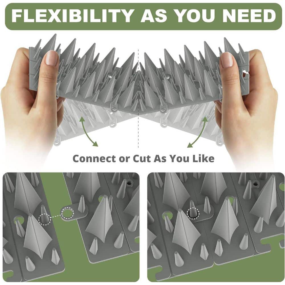 12 in. x 2.1 in. Plastic Bird Spikes Deterrent, 20 ft. 3200 Spikes to Keep Birds Away and Deter Barn Swallows (20-Pack) - Hercitys