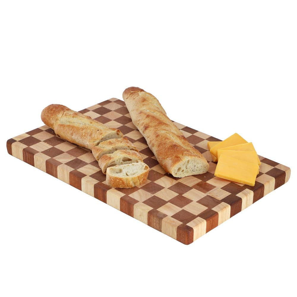 16×10 Checkerboard Acacia Wood and Rubber Wood Cutting Board Butcher Block - Hercitys