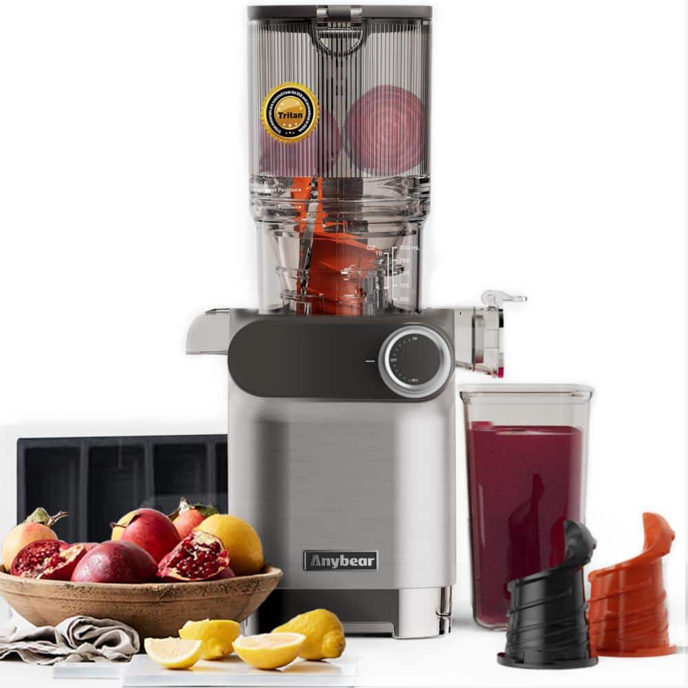 200-Watt Masticating Juicer 4.3 in. Large Feed Chute Fit Whole Fruits Vegetables - Hercitys