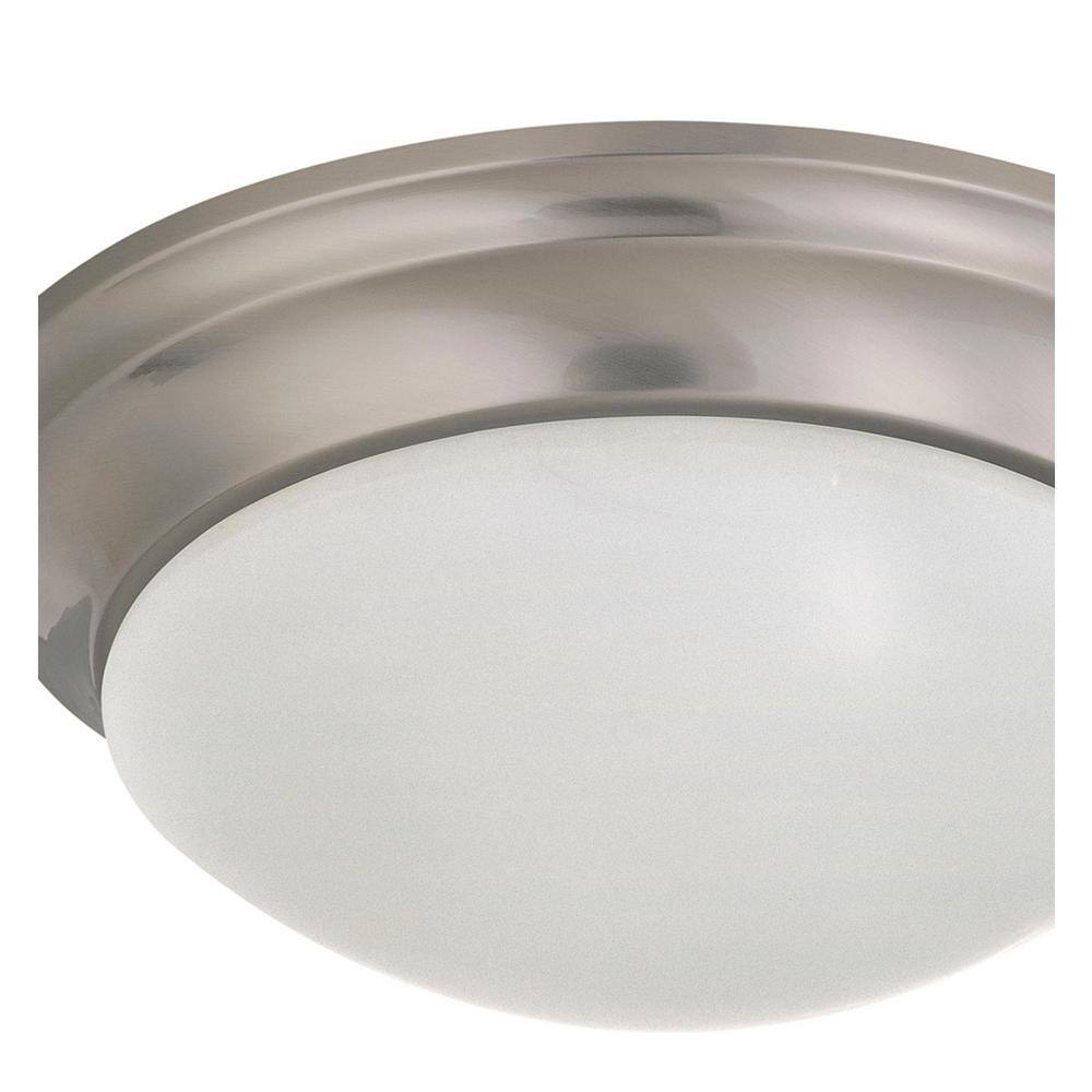 2-Light Brushed Nickel Flush Mount Twist and Lock with Frosted White Glass - Hercitys