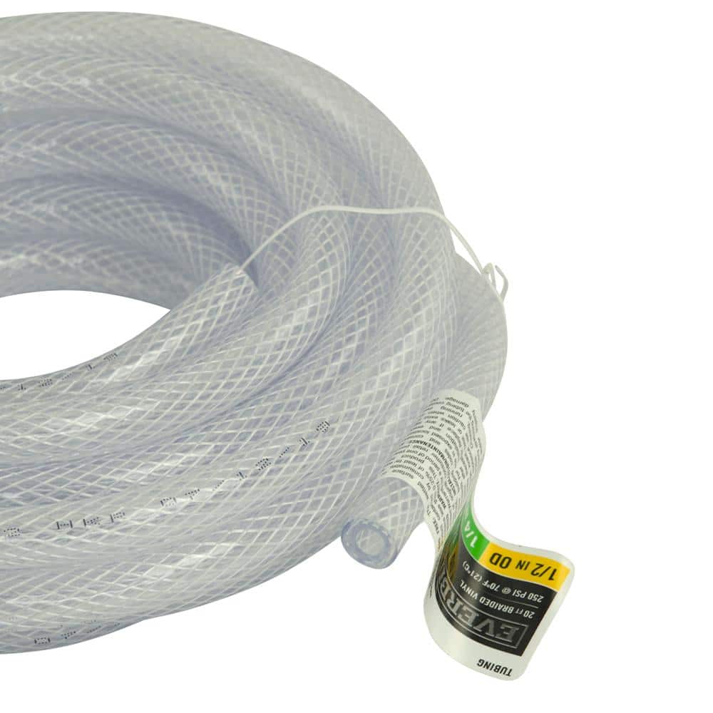 1/2 in. O.D. x 1/4 in. I.D. x 20 ft. PVC Braided Vinyl Tube - Hercitys