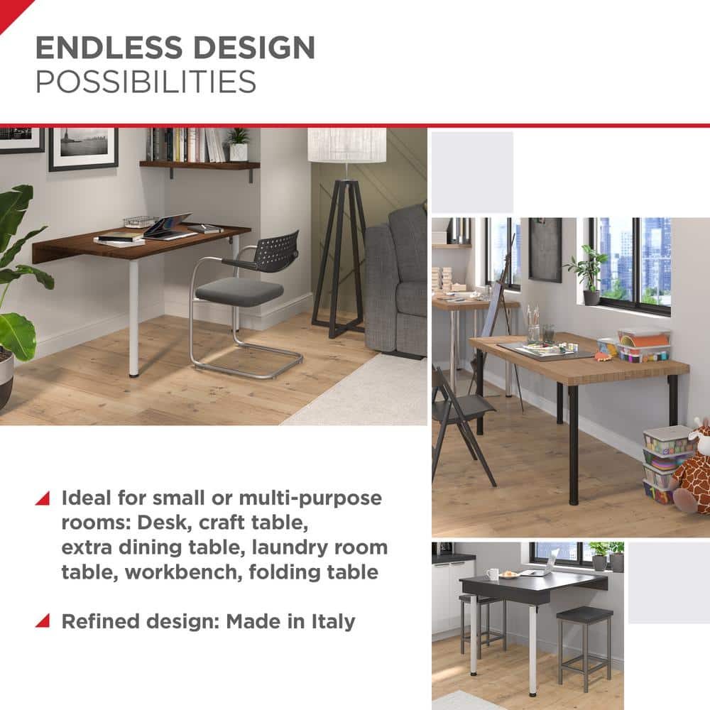 28 in. (711 mm) Matte Black Metal Folding Table Leg with Leveling Glide - Hercitys