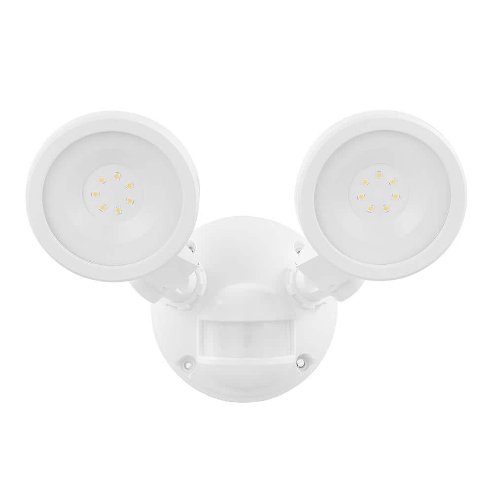 180° White Motion Sensing Security Light Wired Outdoor 2-Head LED Flood Light 1000 Lumens - Hercitys