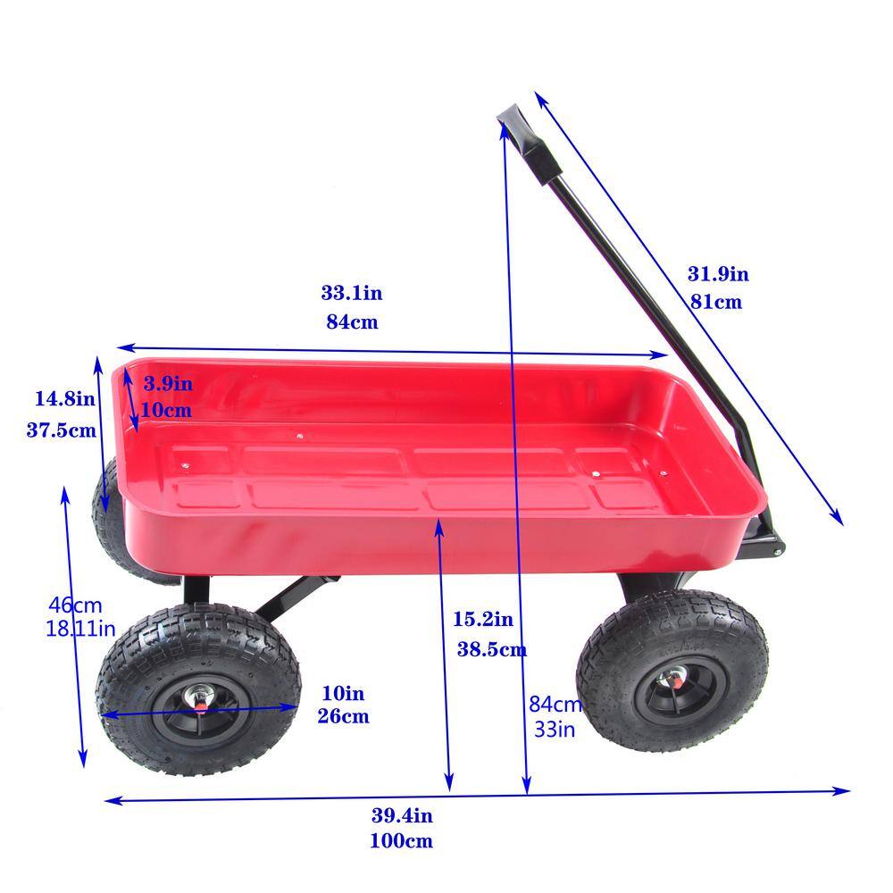 1.1 cu. ft. 176 lbs. Capacity Steel Frame Wagon Heavy-Duty Push Hand Dump Garden Cart with 10 in. Pneumatic Tires - Hercitys