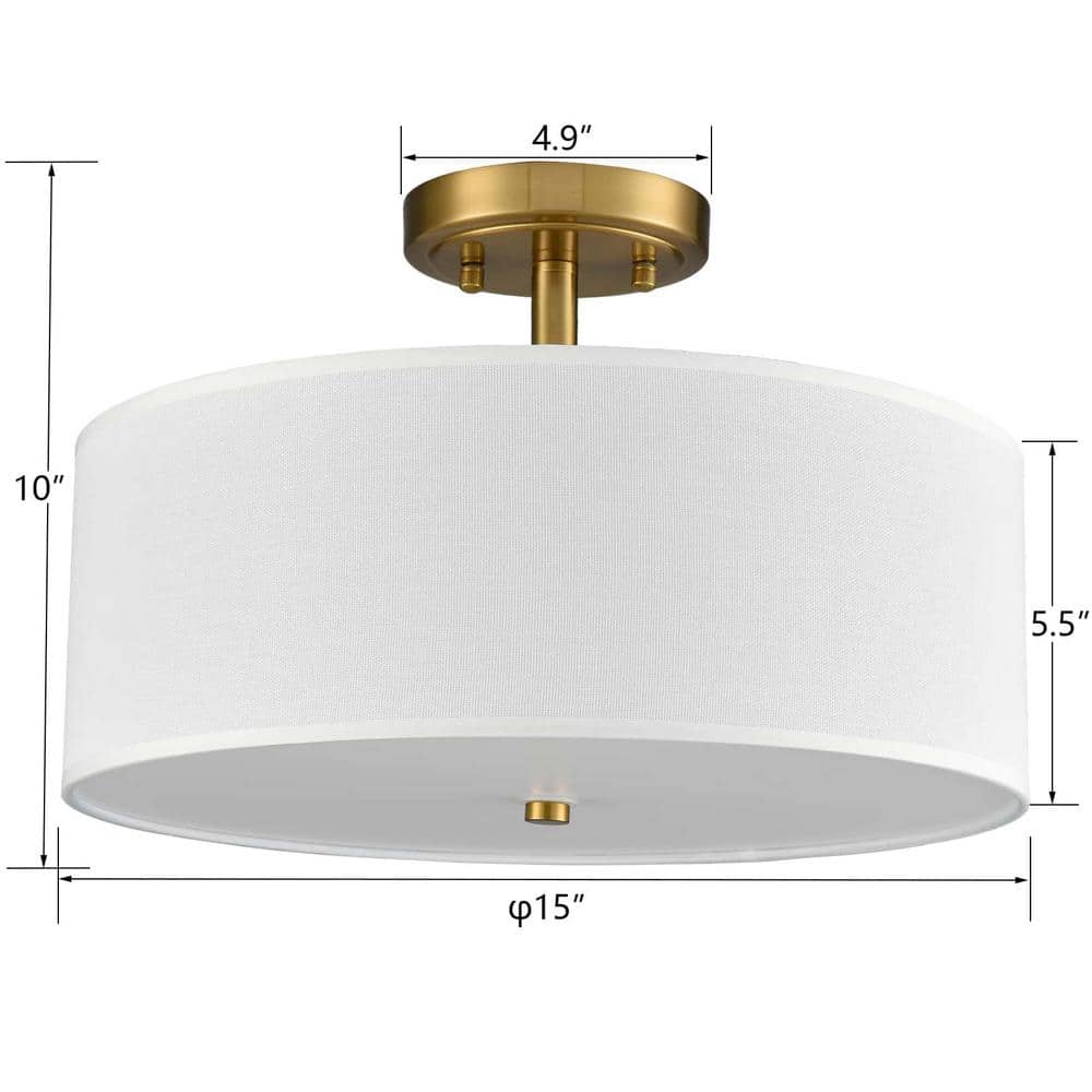 18.11 in. 0-Light Gold Flush Mount with No Glass Shade and No Light Bulb Type Included (1-Pack) - Hercitys