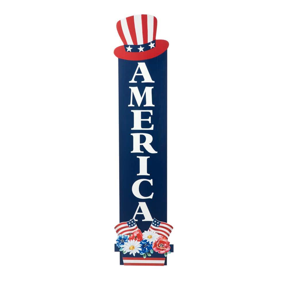 42 in. H Patriotic/Americana Wooden AMERICA Porch Decor - Hercitys