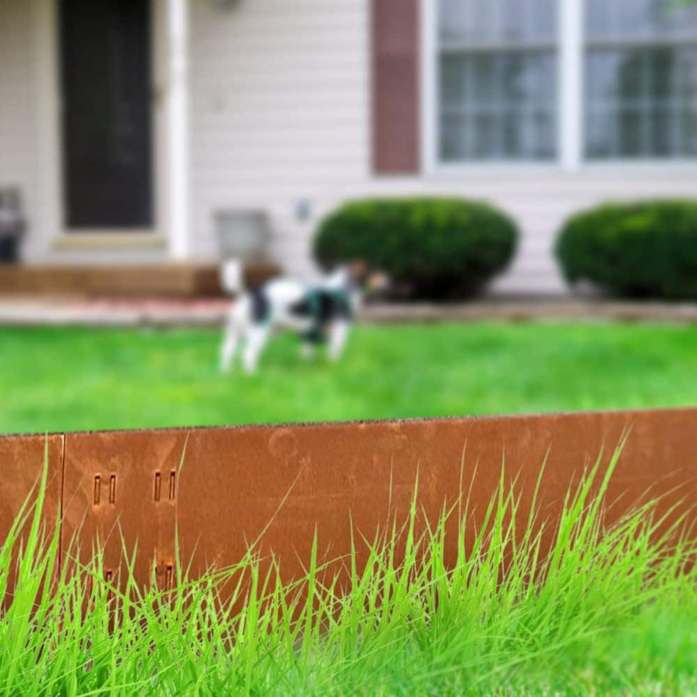 40 in. x 8 in. Corten Steel Landscape Edging, Rusted Patina, 6-Pack - Hercitys