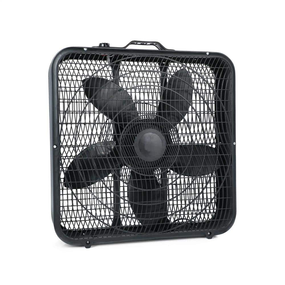 20 in. 3-Fan Speeds Box Fan in Black Finish Cooling Table Fan Aerodynamic Fan Blades with Carry Handle and Safety Grills - Hercitys