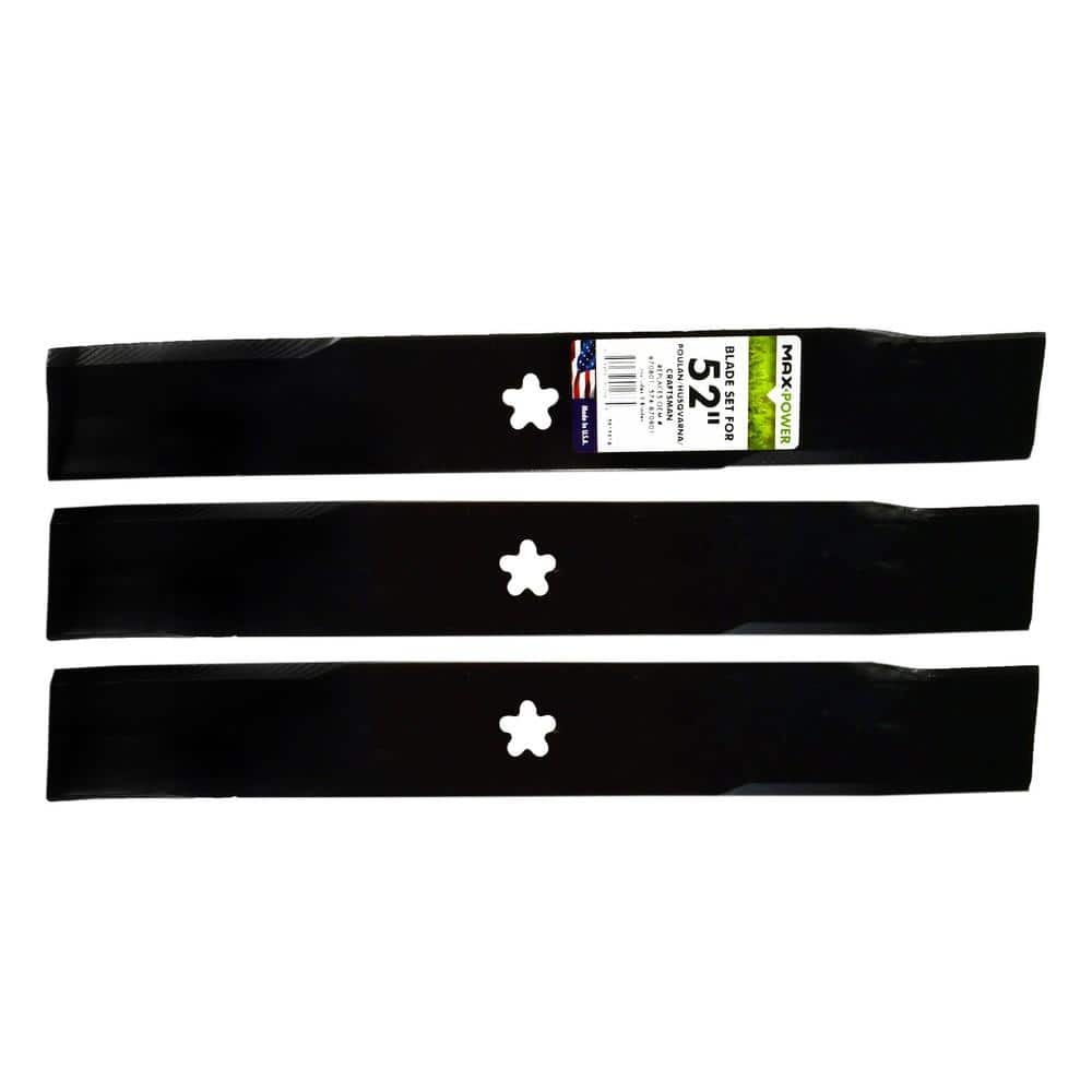 3 Blade Set for Many 52 in. Craftsman, Husqvarna, Poulan Mowers Replaces OEM #’s 870801, 574-870801 - Hercitys