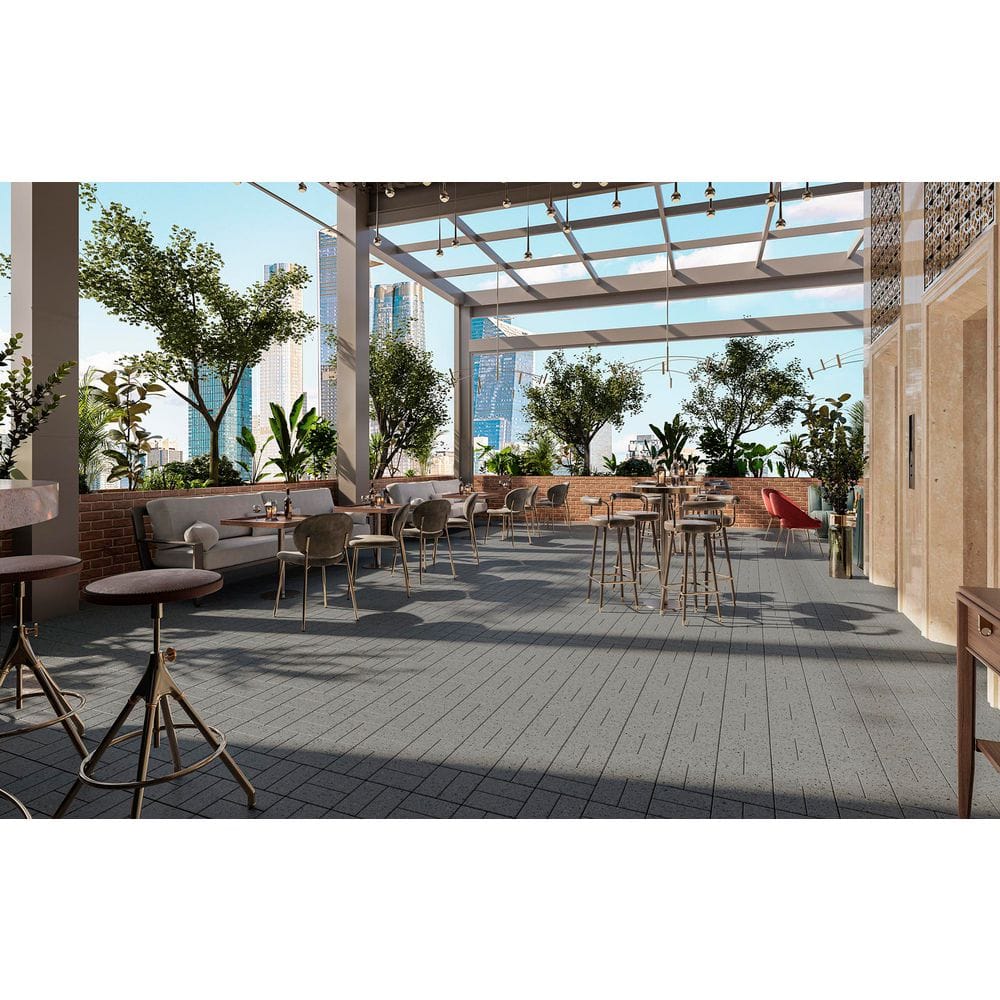 4 in. x 8 in. Pavers with Grid 16 in. x 16 in. x 1.75 in. Charcoal Composite (1 unit / 1.78 sq. ft.) - Hercitys