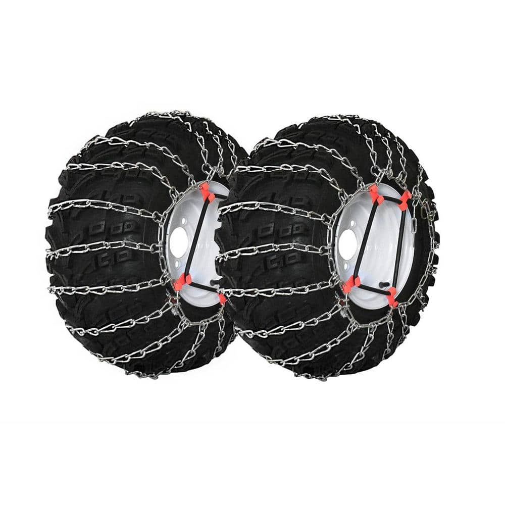 20x8x8, 20x8x10 in. 2-Link Tire Chains with Tensioners Replace Peerless 1062656, Zinc Plated Chains, Set of 2 - Hercitys