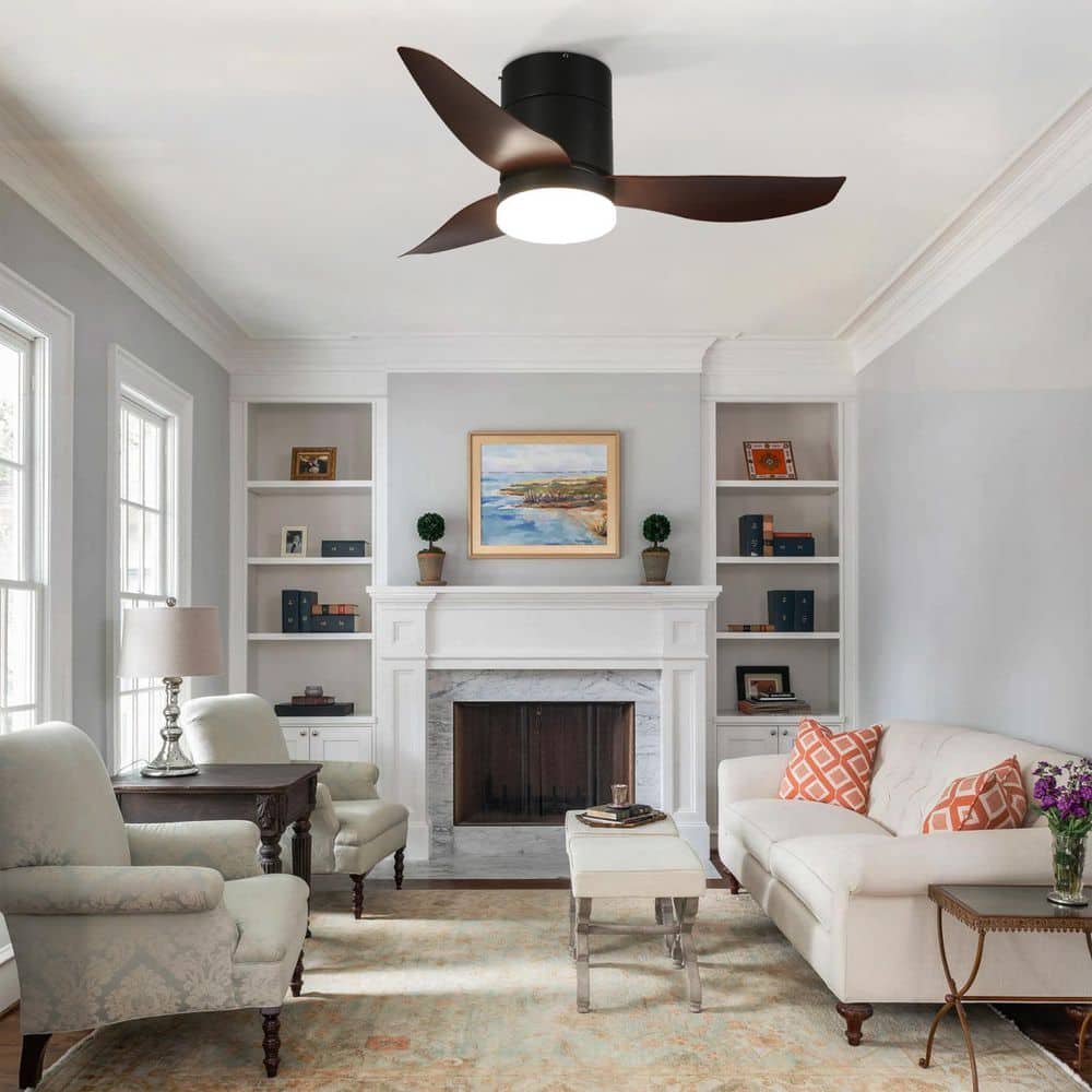 36 in. Black Indoor Ceiling Fan with Light Remote Control, Quiet DC Motor 3 ABS Blade Ceiling Fans 6-Speed Levels - Hercitys