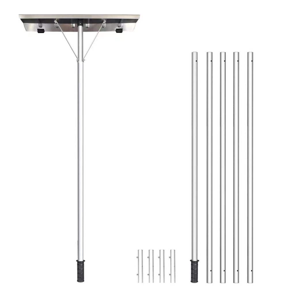 47 in. Aluminum Snow Rake with 25.5 in. Blade, 5 Extension Tubes and Anti-Skid Handle for Removing Snow, Leaves, Debris - Hercitys
