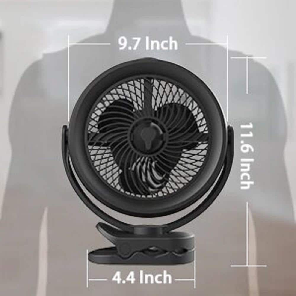 10000mAh Battery Operated 8 in. 3 Fan Speeds Personal Misting Fan in Black Detachable Battery 2 Mist Modes w/200ml Tank - Hercitys