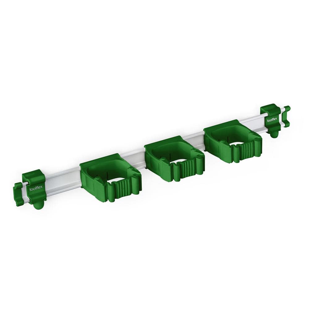 21.5 in. Universal Garage Storage Rail System with 3 Green One-Size-Fits-All Holders - Hercitys