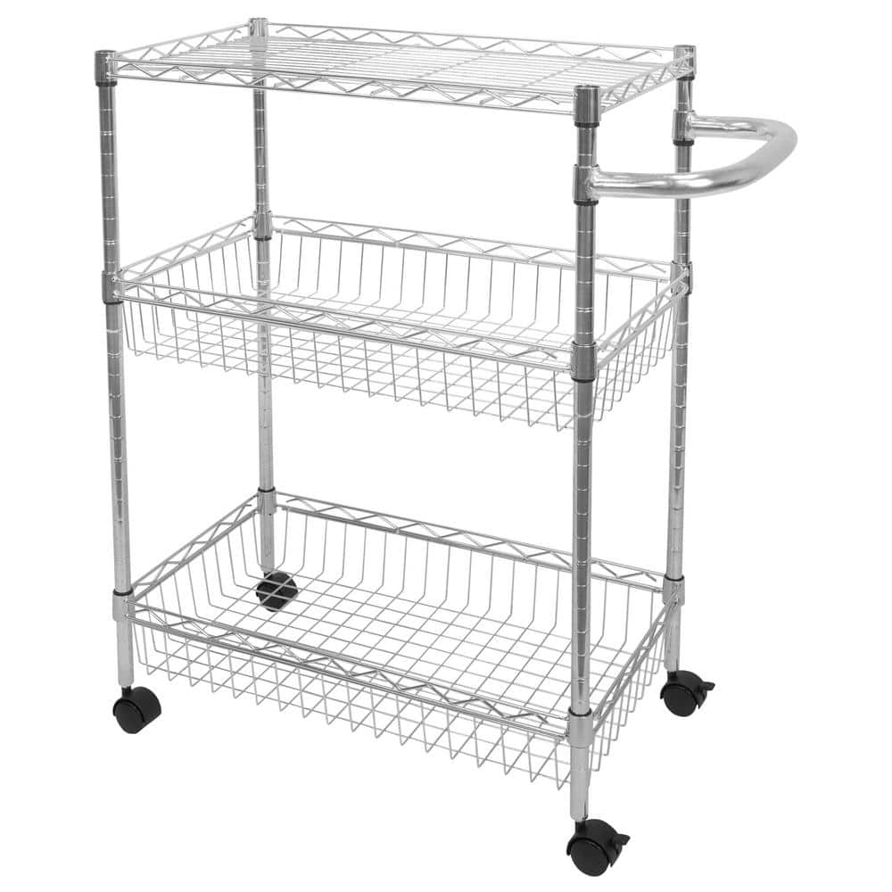 3-Tier Metal Rolling Utility Cart - Hercitys