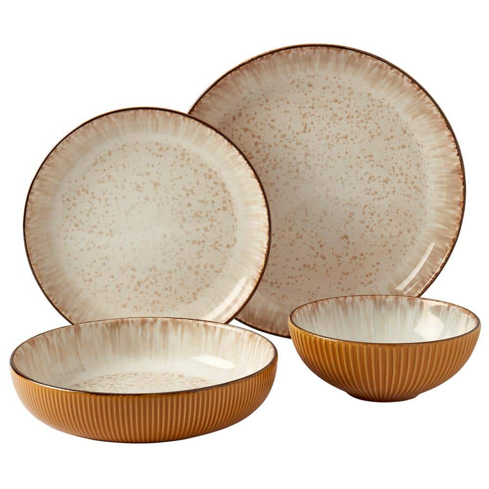 16-Piece Jura Caramel Stoneware Dinnerware Set (Service for 4) - Hercitys