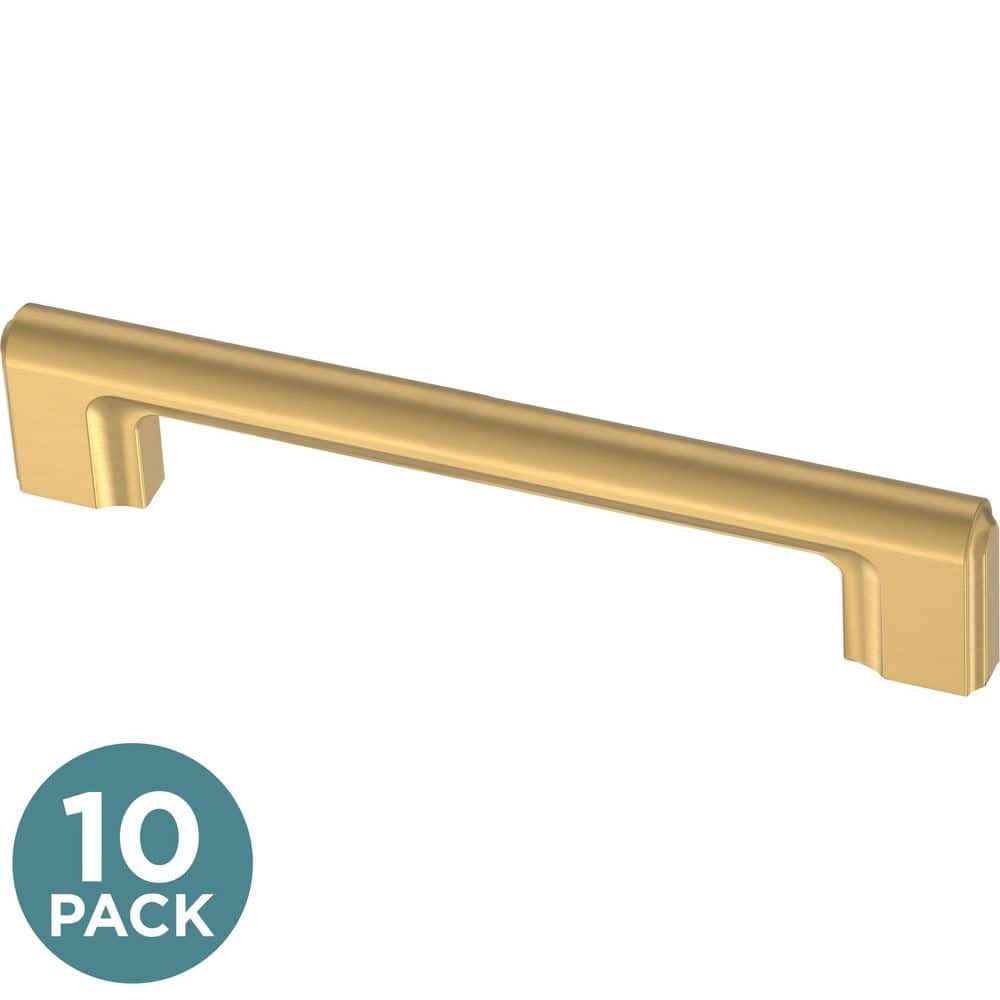 (10-Pack) Scalloped 5-1/16 in. (128 mm) Modern Brushed Gold Bar Cabinet Handle Drawer Pulls - Hercitys
