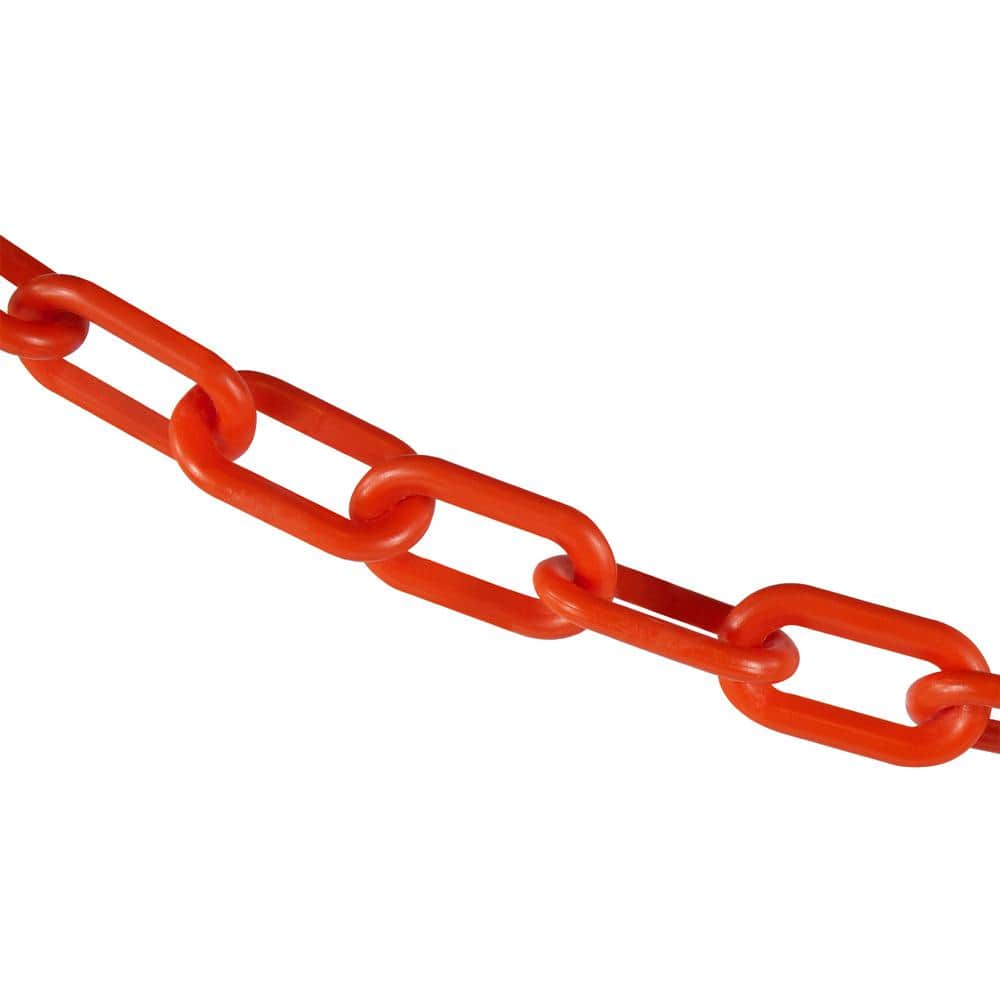 2 in. (#8, 51 mm) x 10 ft. Plastic Safety Chain in Traffic Orange - Hercitys