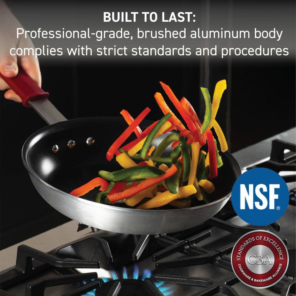 12 in. Aluminum Brushed Nonstick Frying Pan with Triple-riveted Stainless Steel Handle and Removable Silicone Sleeve - Hercitys