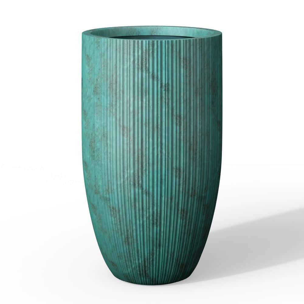 14 in. Large Muted Teal(Enhanced Innner) Concrete Round Planter / Pot with Drainage Holes - Hercitys