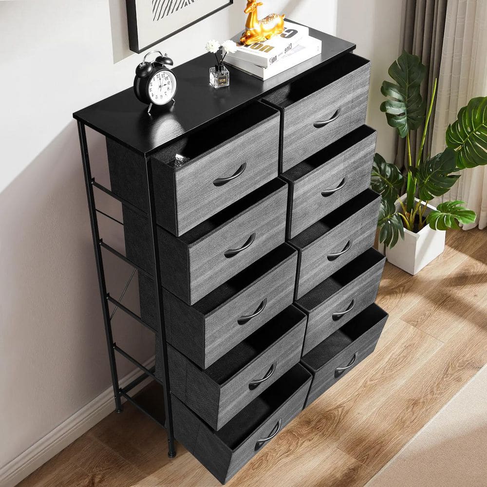 33.5 in. W x 47.3 in. H x 11.9 in. D Gray 10-Drawer Storage Unit - Hercitys