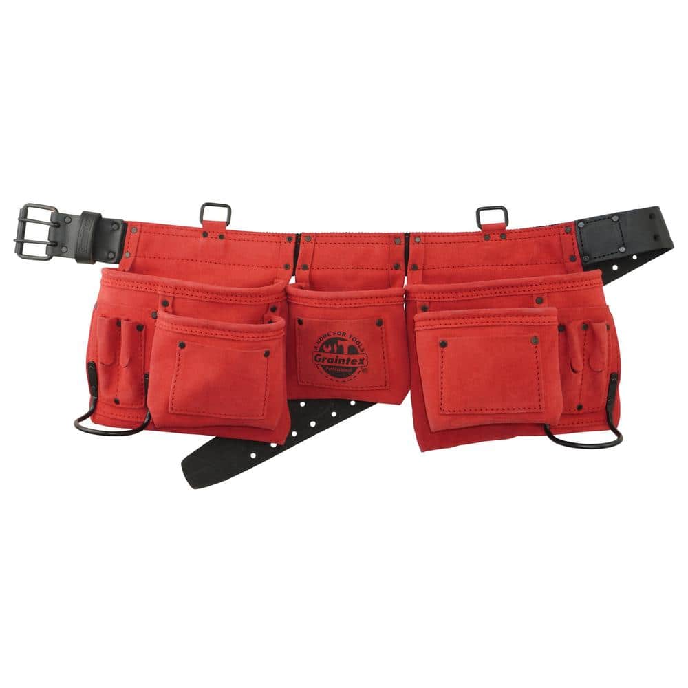 11-Pocket Suede Leather Tool Apron in Red - Hercitys