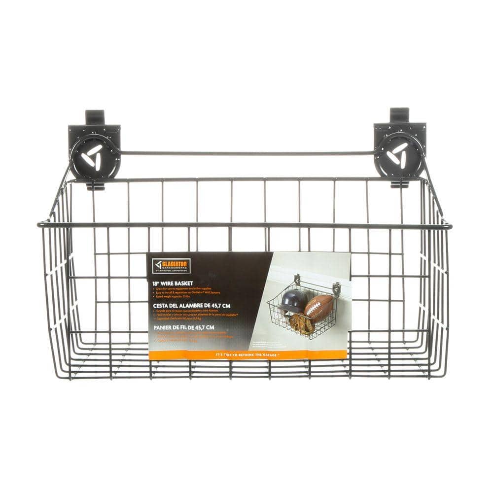 18 in. W x 12 in. D Ventilated Wire Basket Garage Storage for GearTrack or GearWall - Hercitys