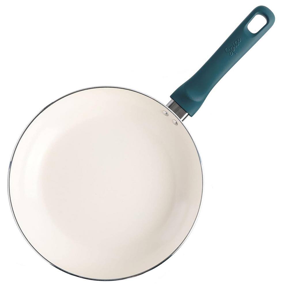 12 Inch Healthy Ceramic Nonstick Aluminum Skillet with Bakelite Handle in Teal - Hercitys