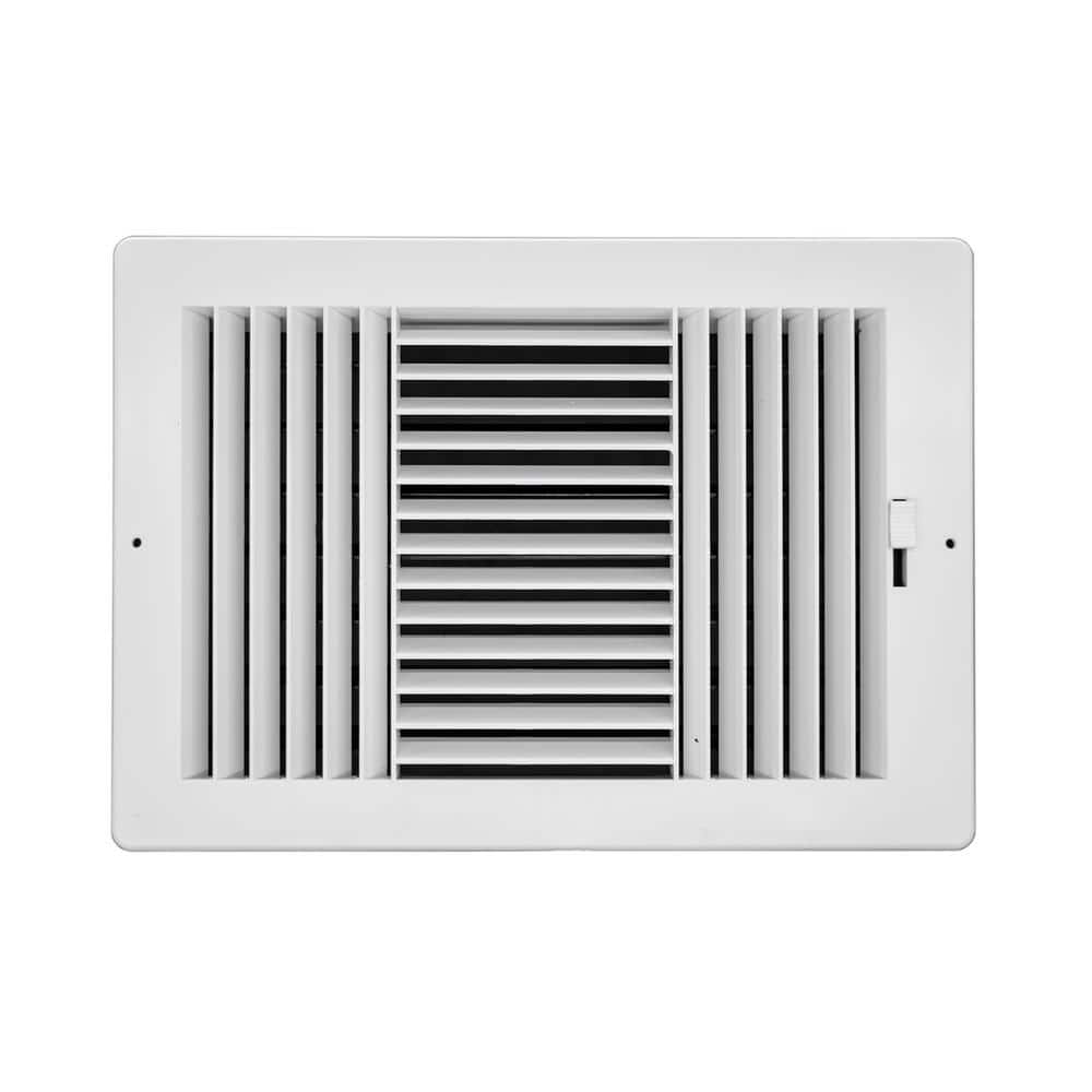 12 in x 8 in White Plastic 3 Way Supply Register for Duct Opening 12 in W x 8 in H - Hercitys