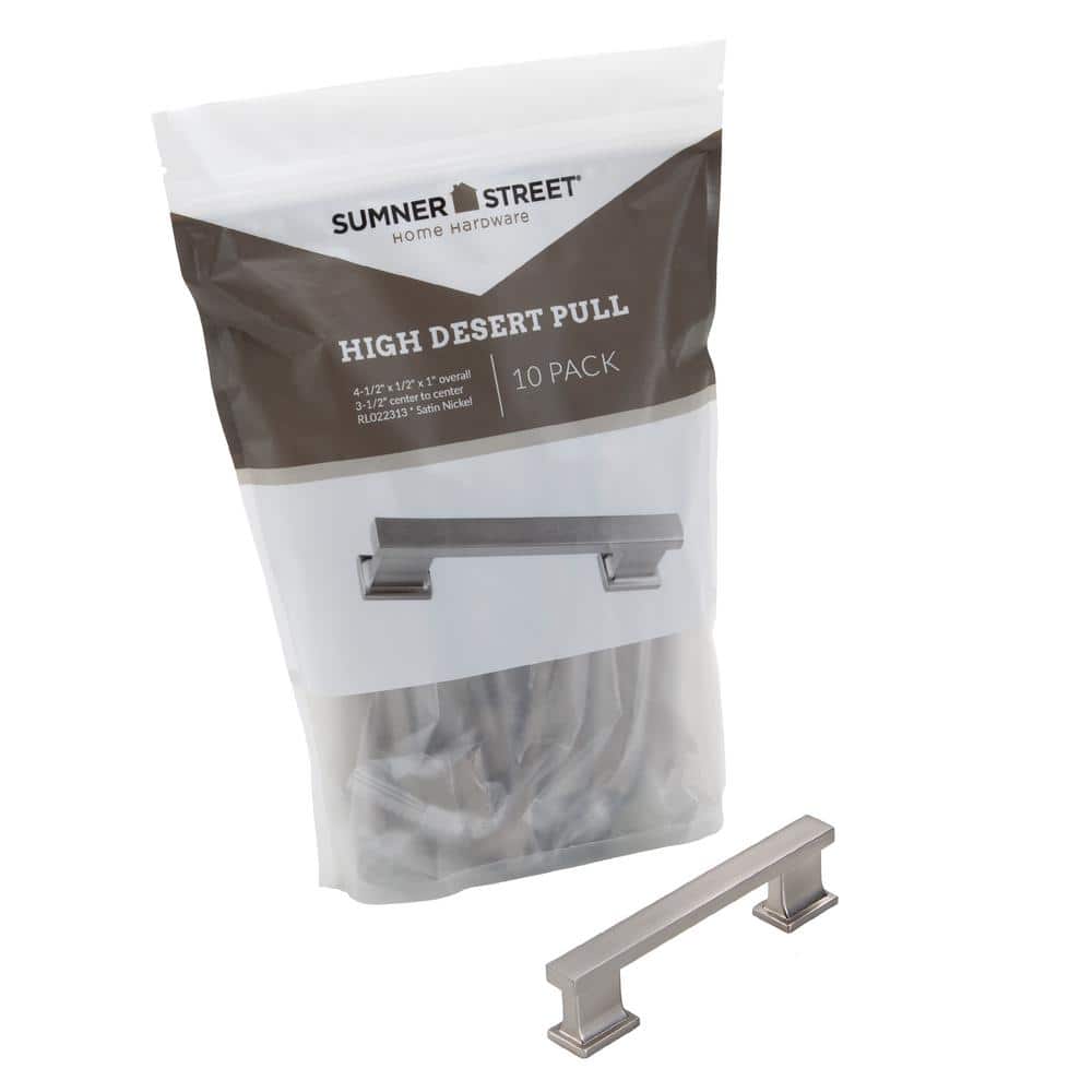 10-Pack High Desert 3-1/2 in. (89 mm) Center-to-Center Classic Satin Nickel Bar Drawer Pull - Hercitys