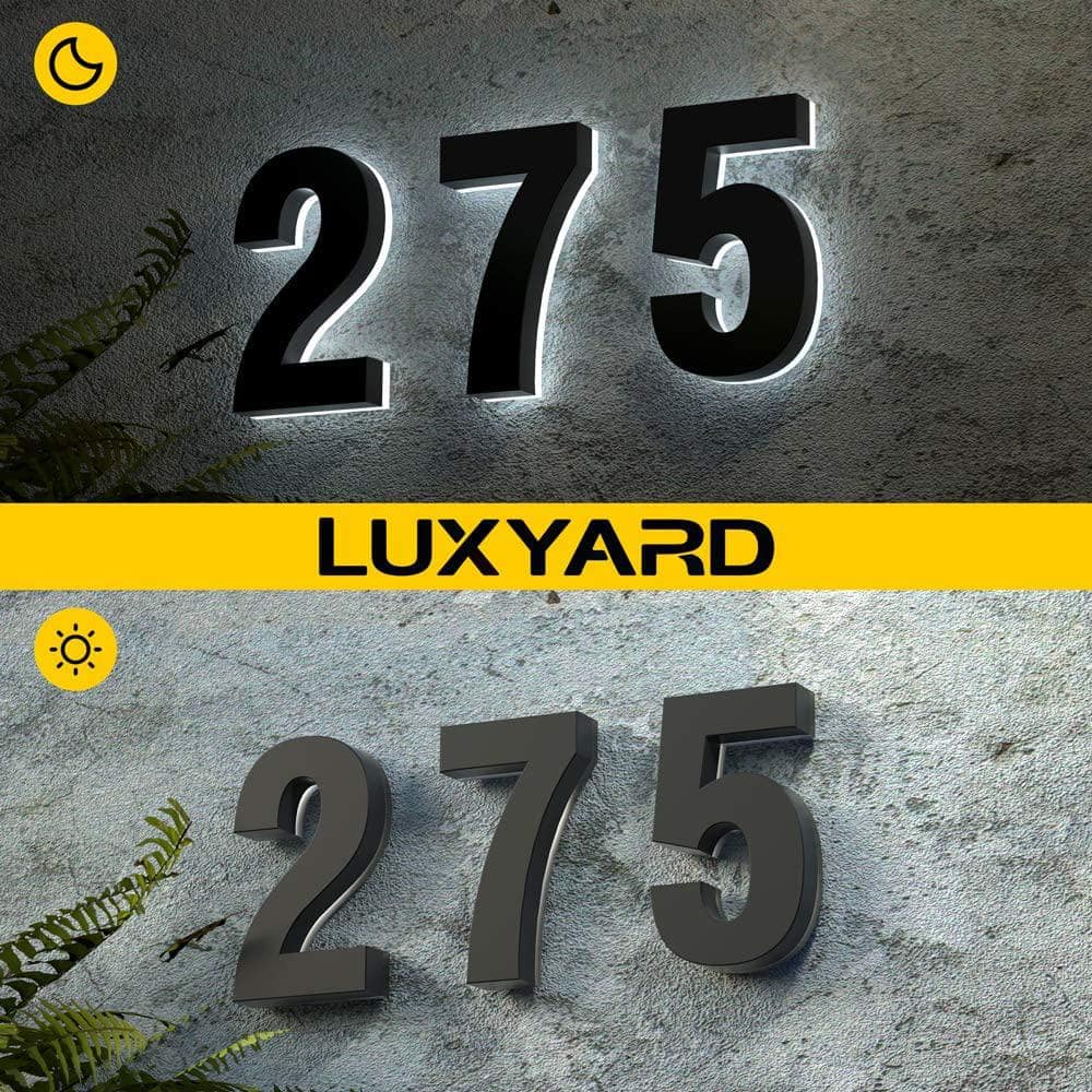 5 in. Black Stainless Steel Hand-Polished LED Backlit House Number 0 - Hercitys