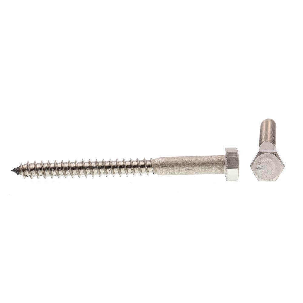 5/16 in. x 3-1/2 in. Grade 18-8 Stainless Steel Hex Lag Screws (25-Pack) - Hercitys