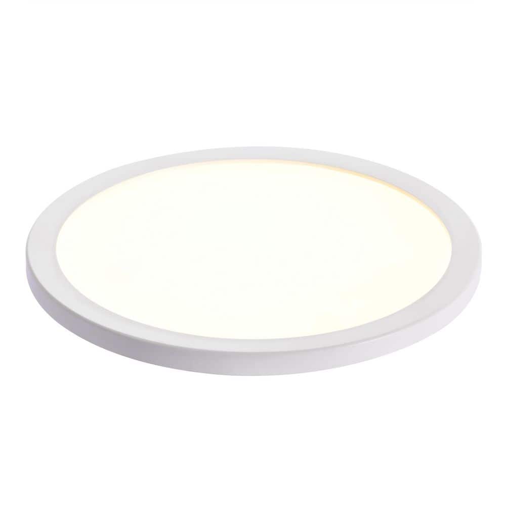 12 in. White Round Flat 3000K 4000K 5000K Dimmable LED Flush Mount Ceiling Light Closet Bathroom Hallway Lighting - Hercitys