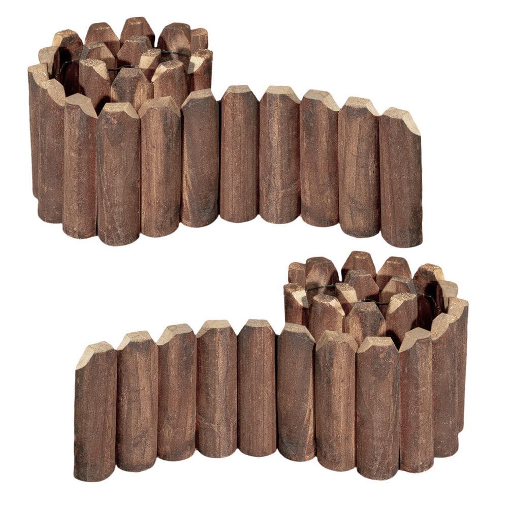 47 in. x 7.8 in. x 1 in. Brown Wood Garden Edging, Fence Border Decorative Panels for Flower and Landscape Fencing-2pcs - Hercitys