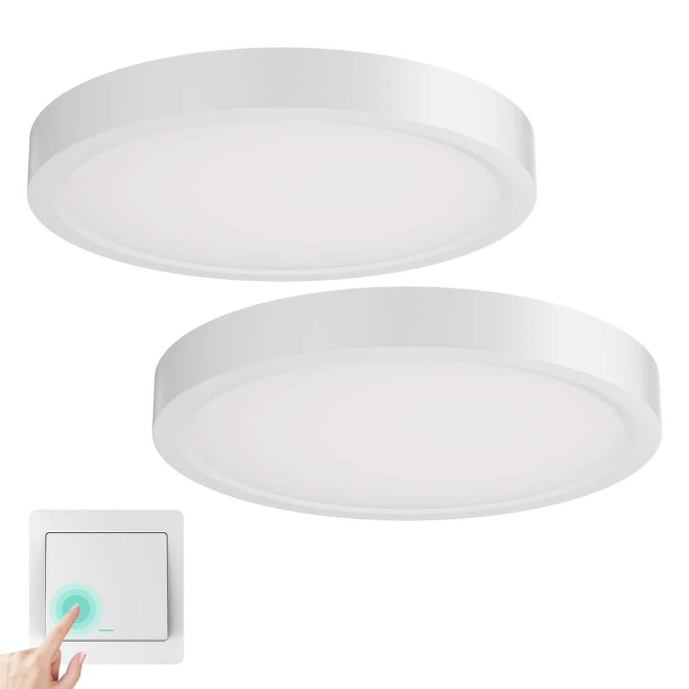 12 in. 2100 Lumens Modern White Integrated LED Round Flat Panel Light Ceiling Flush Mount 6000K for Bathroom(2-Piece) - Hercitys