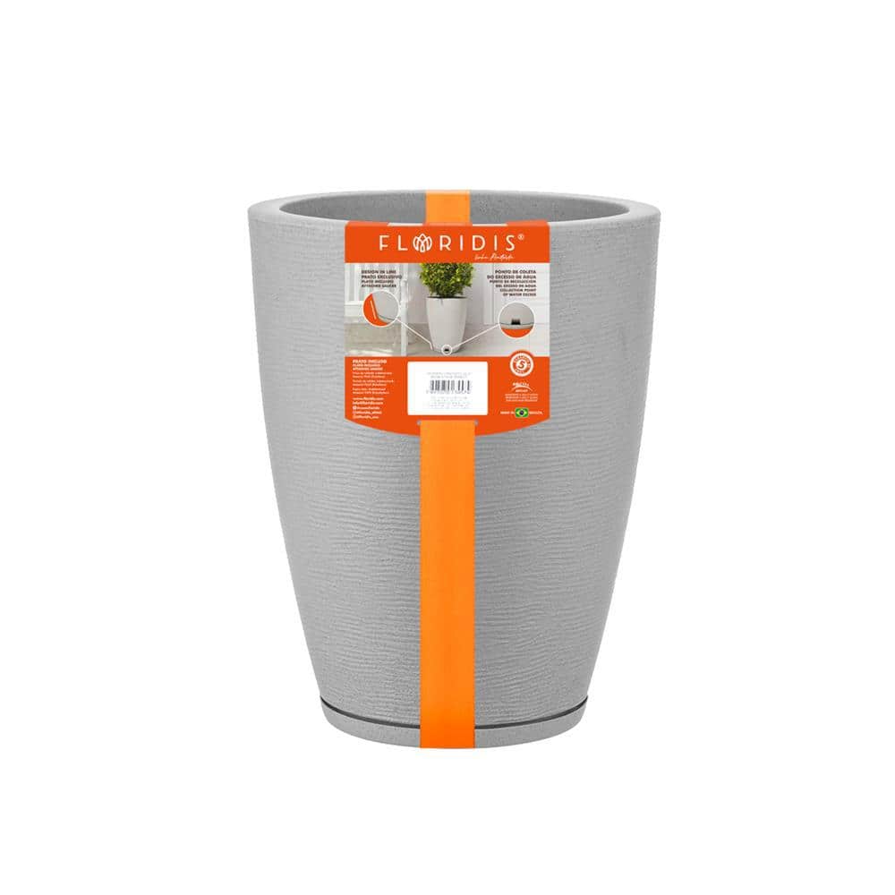 11.84 in. W x 17.4 in. H Amsterdan Small Plastic Resin Indoor and Outdoor Planter – Cement Color - Hercitys