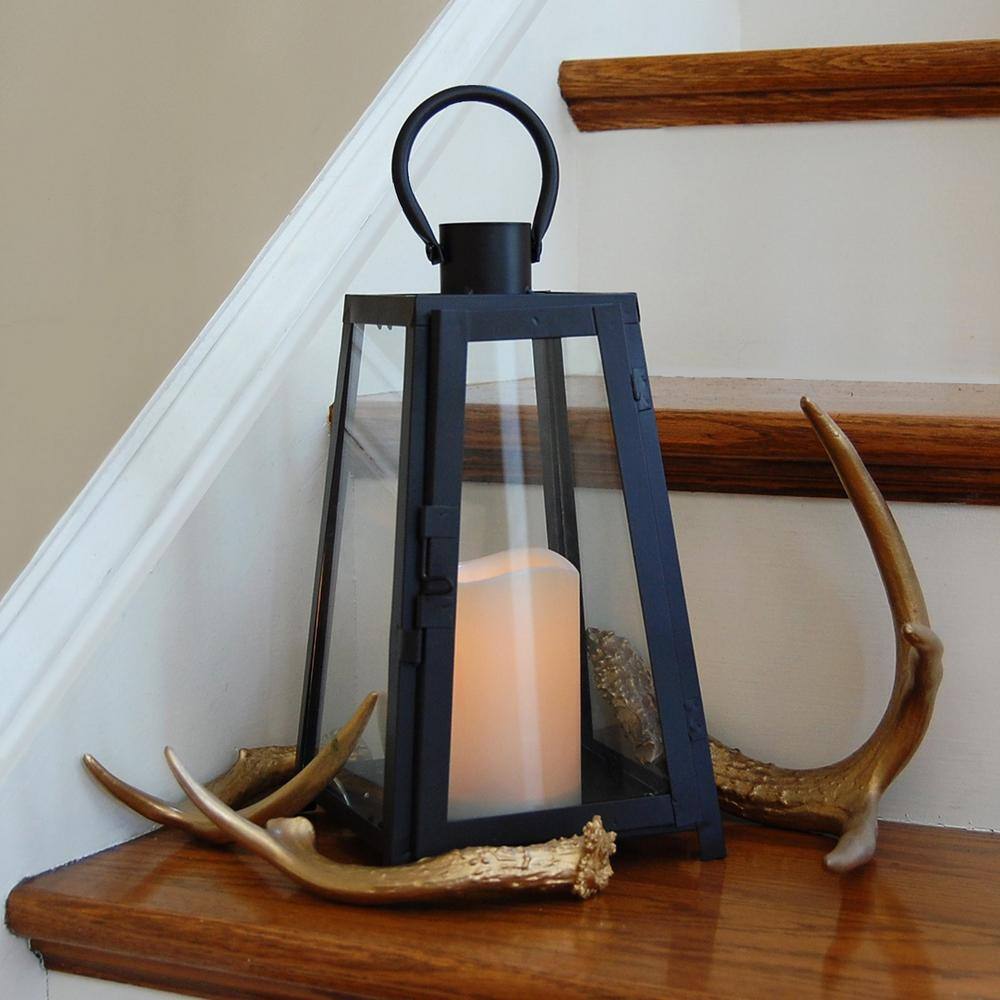 11 in. Tapered Metal Lantern with LED Candle - Hercitys