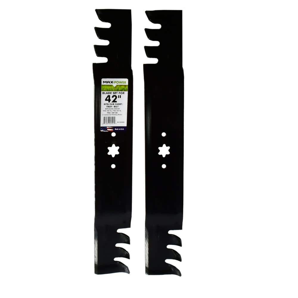 2 Blade Commercial Mulching Set for Many 42 in. Cut MTD, Cub Cadet, Troy-Bilt Mowers Replaces OEM # 742-0616, 942-0616 - Hercitys