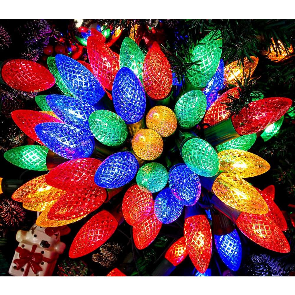 100 ft. 50 LED Indoor Outdoor String Light for House Roof Patio Tree, Multicolor - Hercitys