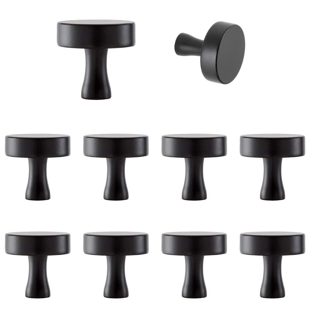 10-Pack The Perfect Knob 1-1/8 in. (29 mm) Classic Matte Black Round Cabinet Knob - Hercitys